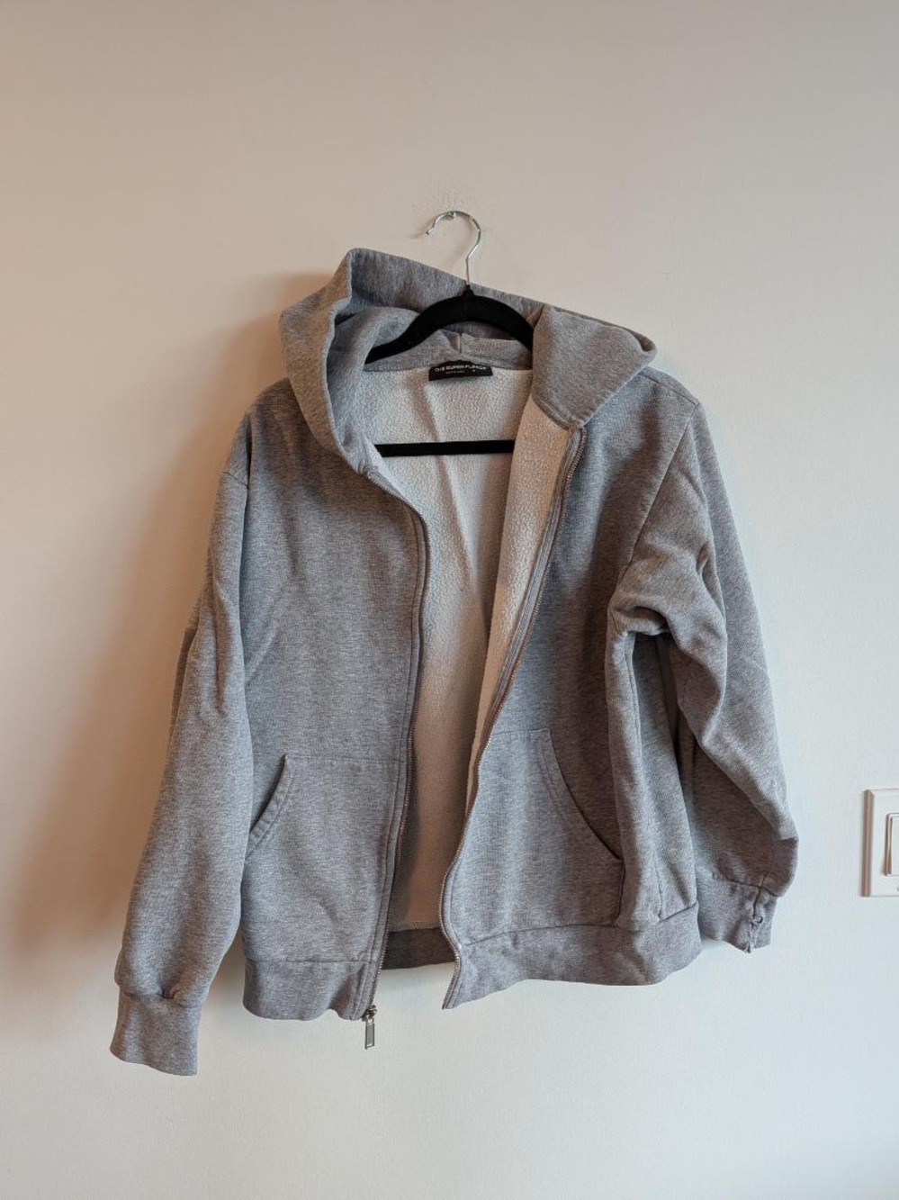Aritzia Super Fleece Grey Zip Hoodie